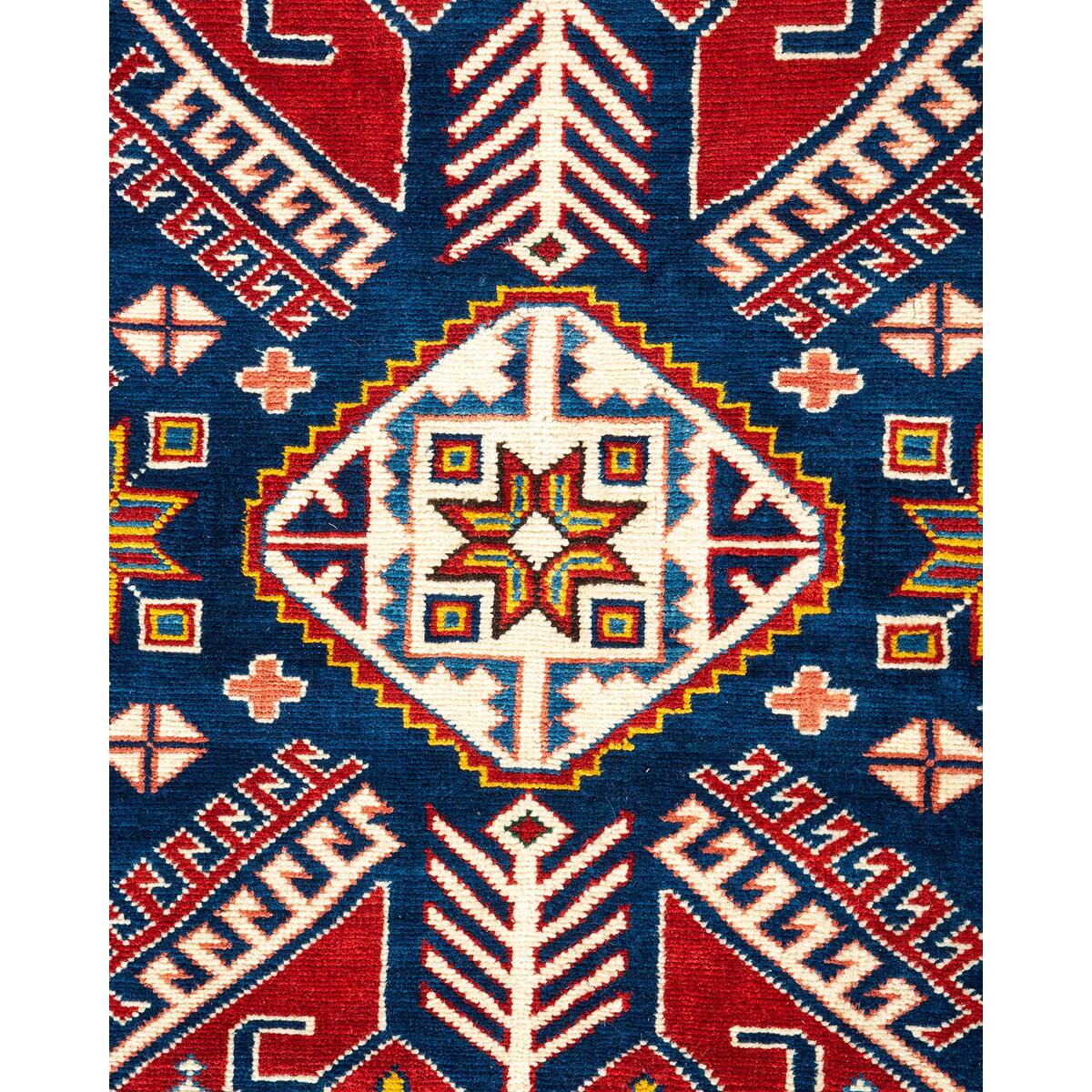 Overton Hand Knotted Wool Vintage Inspired Traditional Super Kazak
